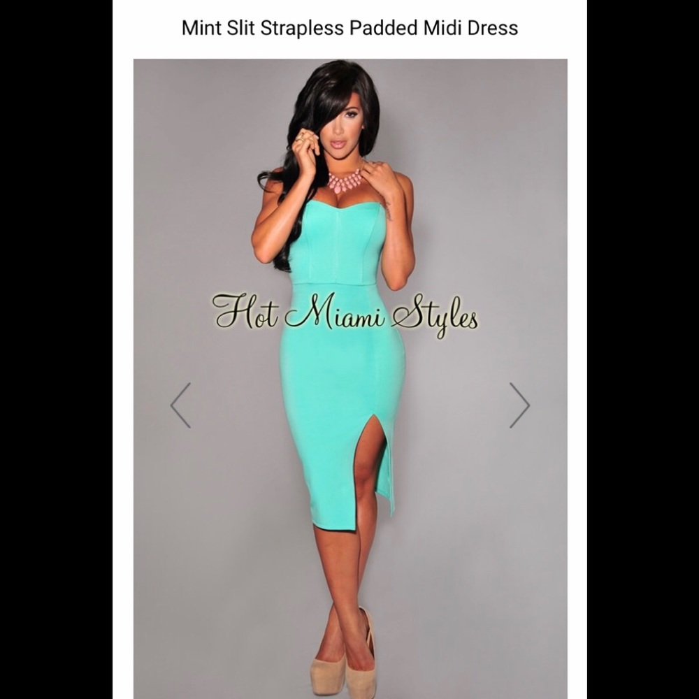 Mint Strapless dress
